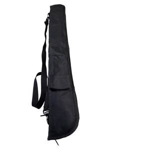 Black Padded Pool Cue Soft Case Red Plush Lining Adjustable Shoulder Strap